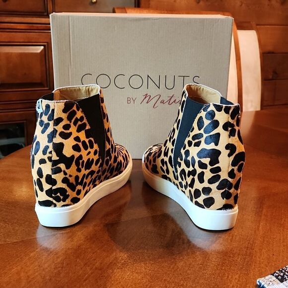 Coconuts by Matisse, 8.5, Leopard Animal Print Leather & Fur Ankle Slip On Boots - Picture 3 of 7